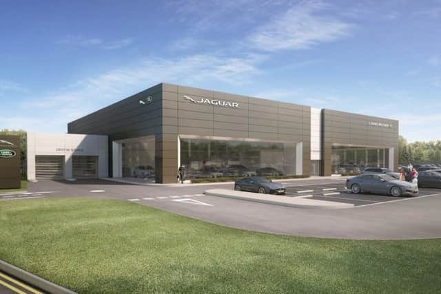 A CGI of the proposed Jaguar Land Rover showroom at Lakeside North Harbour