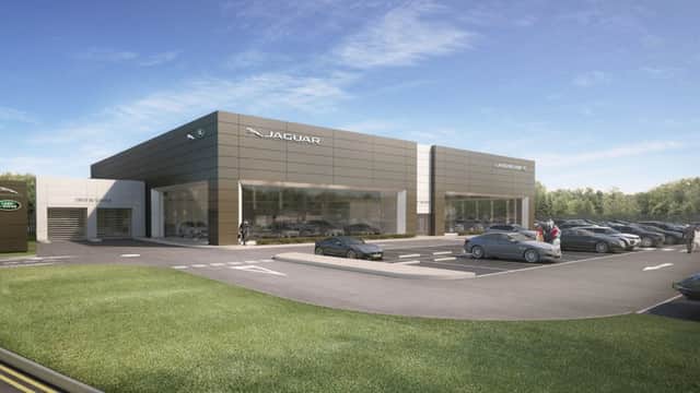 A CGI of the proposed Jaguar Land Rover showroom at Lakeside North Harbour
