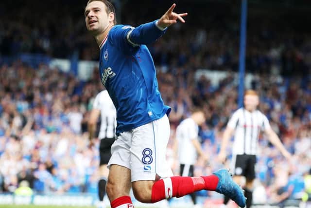 Brett Pitman gave Pompey the lead in the 46th minute Picture: Joe Pepler