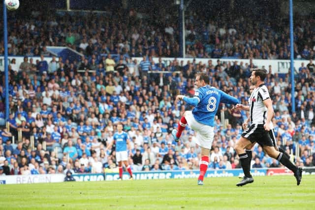 Brett Pitman scores his second goal of the match 
 Photo by Joe Pepler/Digital South.