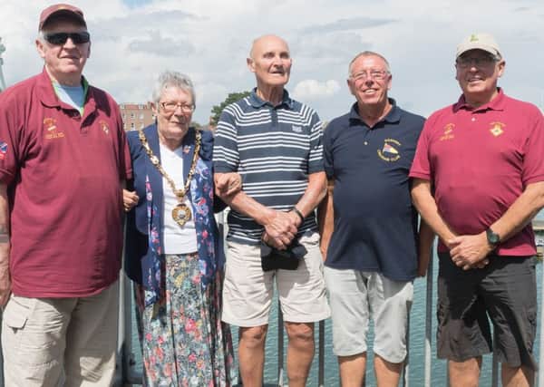 Brian Durber, Mayor of Gosport Councillor Linda Batty , William Burridge, an ex field gunner who ran for Portsmouth in 1959, Steve Smedley and Dave Hazelwood. Picture Credit: Keith Woodland PPP-170508-163915006
