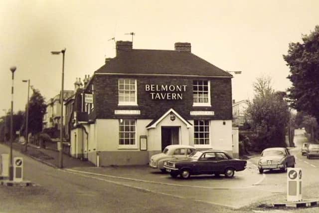 Belmont Tavern, Bedhampton: how many of you had a pint in this  pub at the  junction of Portsdown Hill Road (right) and Bedhampton Hill (left)? It eventually closed for road-widening purposes.