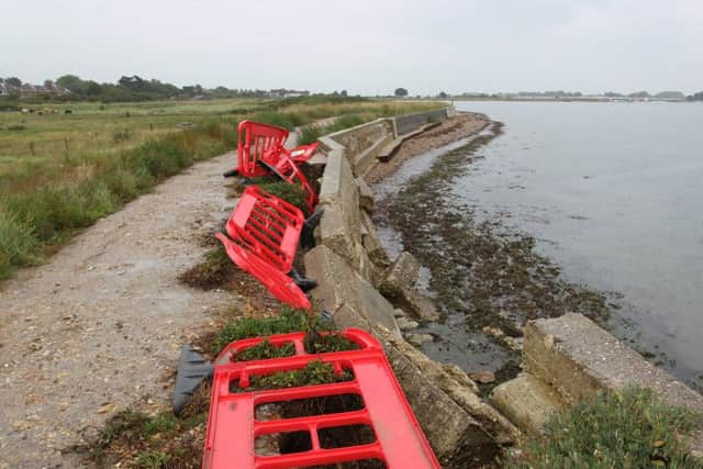 The sea wall at Southmoor Lane, Havant.