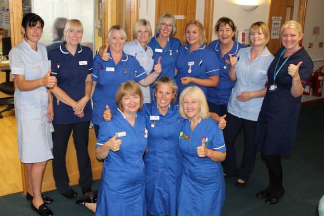 Nurses at the Rowans Hospice celebrate the inspection report