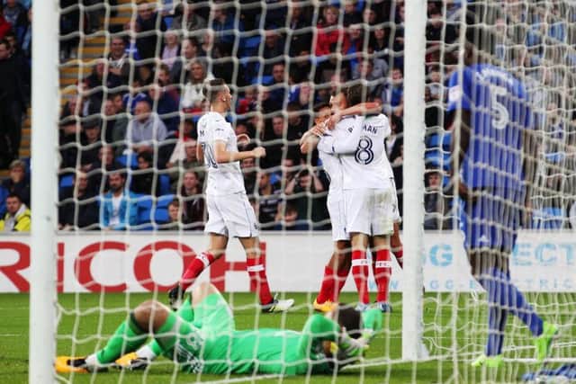 Sean Morrison diverted the ball into his own net to give Pompey a half-time lead