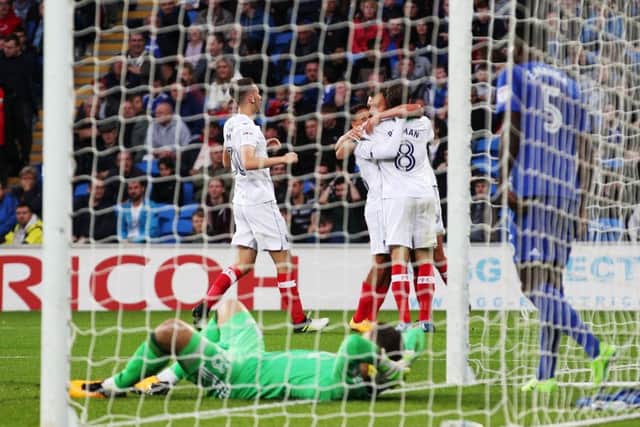 A Sean Morrison own goal gives Pompey the lead. Picture: Joe Pepler