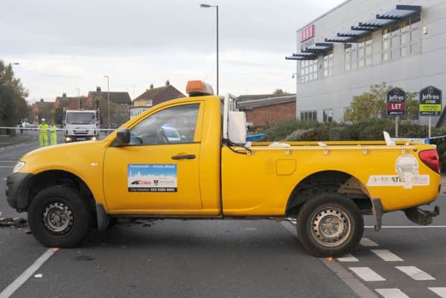 The Mitsubishi Colas truck driven by Simon Boyd