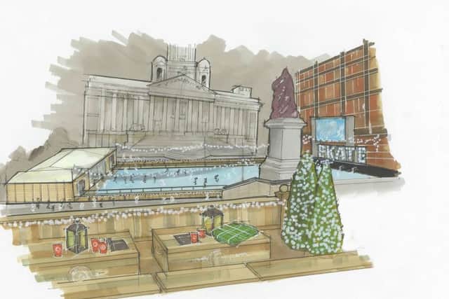 An artist's impression of the ice rink proposed for Guildhall Square