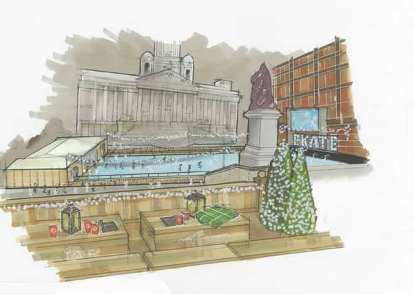 An artist's impression of the ice rink proposed for Guildhall Square