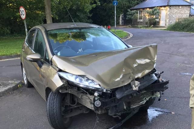 The scene of a collision in Langstone Road, Hayling Island this morning. (Picture courtesy of Hants Road Policing)