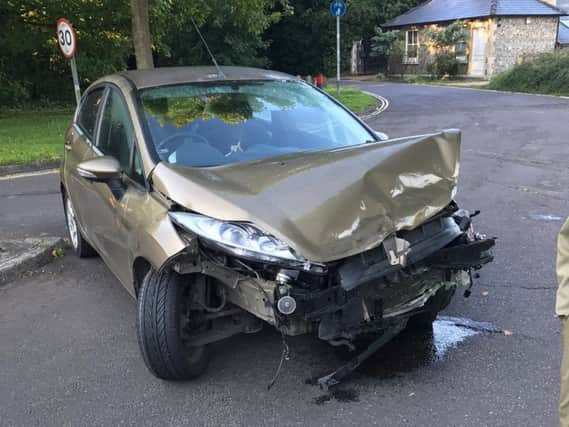 The scene of a collision in Langstone Road, Hayling Island this morning. (Picture courtesy of Hants Road Policing)