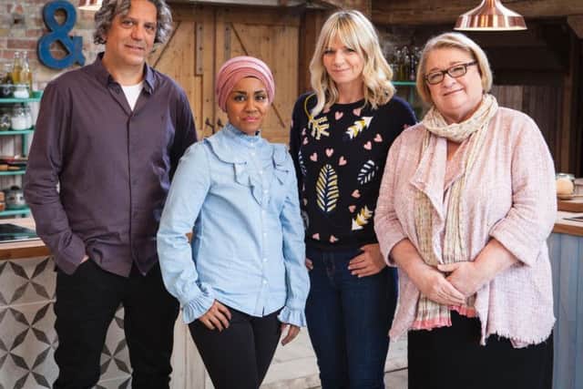 Giorgio Locatelli, Nadiya, Zoe Ball and Rosemary Schrager.