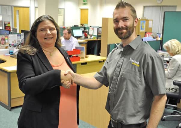 Pete Matheson of Tekkers IT with Maureen Frost, Hampshire Chamber chief executive