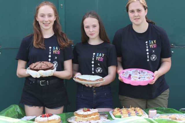 Caitlin Nugent, Sophie Buller and Hannah Godly selling cakes and cupcakes Picture: Habibur Rahman