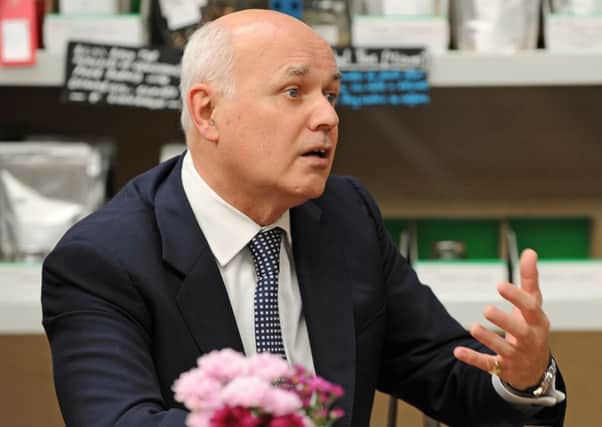 Iain Duncan Smith speaking during a visit to Portsmouth