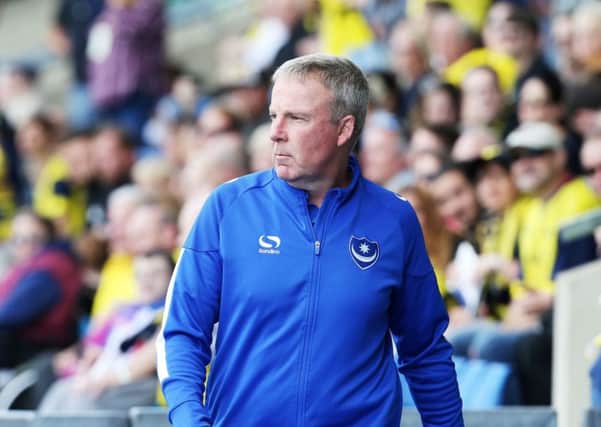 Pompey manager Kenny Jackett at today's match against Oxford United. Picture: Joe Pepler/Digital South