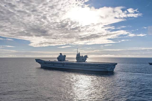 The Royal Navy aircraft carrier HMS Queen Elizabeth