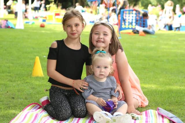 Kiera Ayling 8, Esme Oats, 6, and Fleur Oats, 17 months