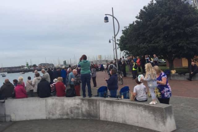 Crowds in Gosport await HMS Queen Elizabeth