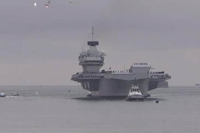 HMS Queen Elizabeth off Portsmouth today