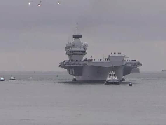 HMS Queen Elizabeth off Portsmouth today