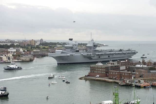 HMS Queen Elizabeth arrives in her home port of Portsmouth Harbour for the first time Picture: Steve Reid/Blitz Photography