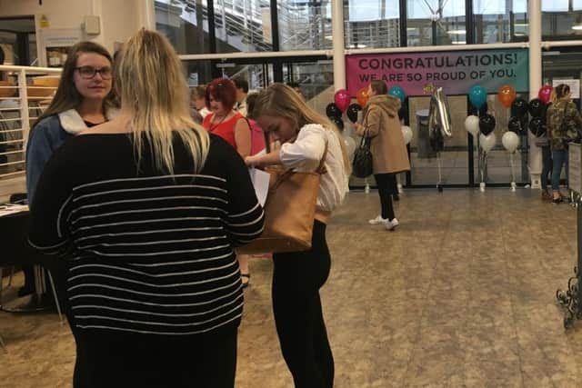 Students at the merged Havant and South Downs College receiving their results this morning Picture: Tamara Siddiqui