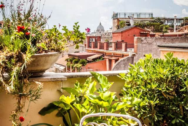 Breakfast on the terrace at Hotel Madrid.