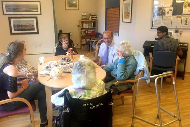 Patients at breakfast club on the Ark Royal Ward in Gosport War Memorial Hospital