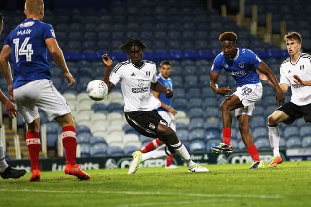 Jamal Lowe scores against Fulham under-21s. Picture: Joe Pepler
