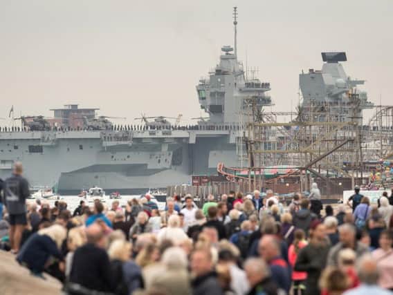 Crowds greet HMS Queen Elizabeth