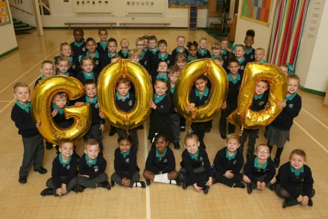 Mano Infant School and Nursery pupils celebrate their good rating. Picture: Habibur Rahman