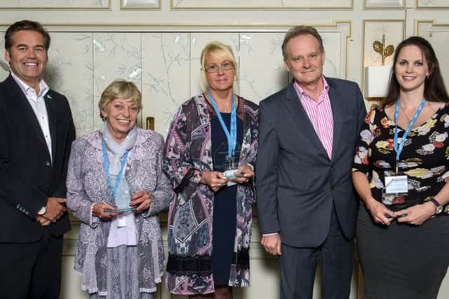 From left: Duncan Berry, Bluebird Care; Clare Cox, Regional Carer of the Year, Bluebird Care Petersfield); Jackie Fyall (Regional Registered Manager of the Year, Bluebird Care Exeter); David Brindle,The Guardian; Alex Witten (Regional Team Member of the Year, Bluebird Care Windsor & Maidenhead). Picture: Mark Earthy