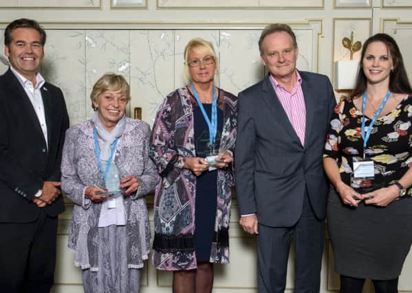 From left: Duncan Berry, Bluebird Care; Clare Cox, Regional Carer of the Year, Bluebird Care Petersfield); Jackie Fyall (Regional Registered Manager of the Year, Bluebird Care Exeter); David Brindle,The Guardian; Alex Witten (Regional Team Member of the Year, Bluebird Care Windsor & Maidenhead).  Picture: Mark Earthy