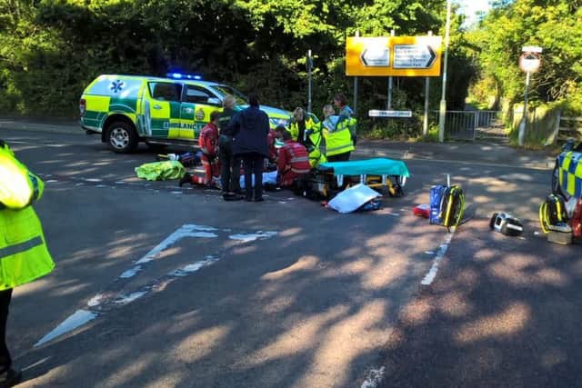 Emergency services at the scene. Picture: Hants Road Policing/Twitter