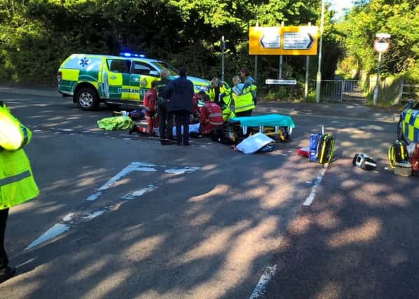 Emergency services at the scene. Picture: Hants Road Policing/Twitter