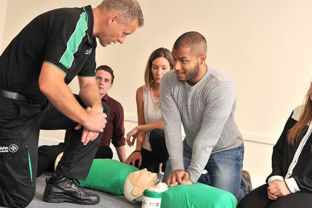 A St John Ambulance first aid workshop in action. The charity is holding free life-saving workshops at Fratton Park
