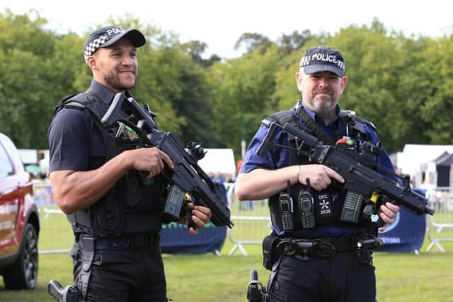 Hampshire Police say armed officers are likely to be present around Portsmouth today