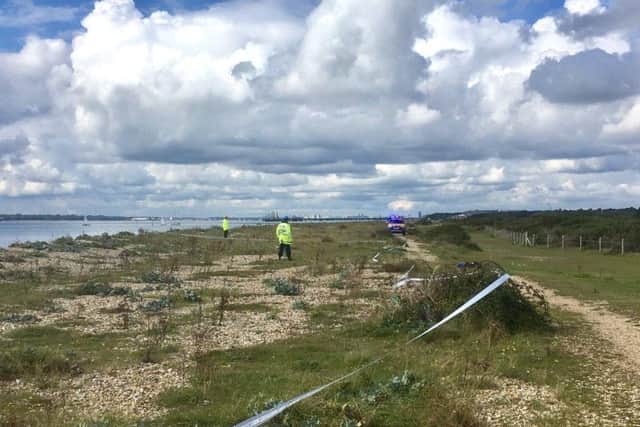 A 12-inch ordnance shell was detonated off Warsash seafront this afternoon. (Picture from HM Coastguard)