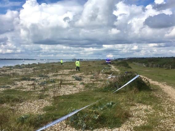 A 12-inch ordnance shell was detonated off Warsash seafront this afternoon. (Picture from HM Coastguard)