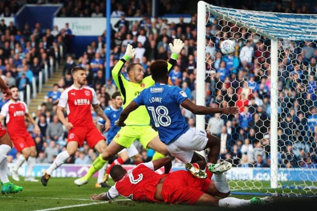 Jamal Lowe scores his second of the game against Fleetwood Picture: Joe Pepler