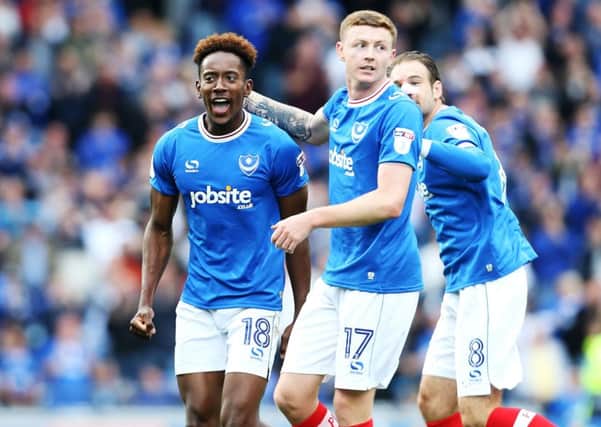 Jamal Lowe was at the double for Pompey on Saturday. Picture: Joe Pepler