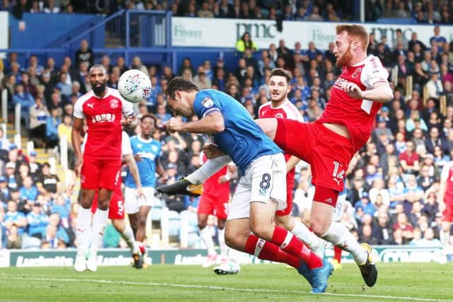 Brett Pitman scores the first of his two goals. Picture: Joe Pepler