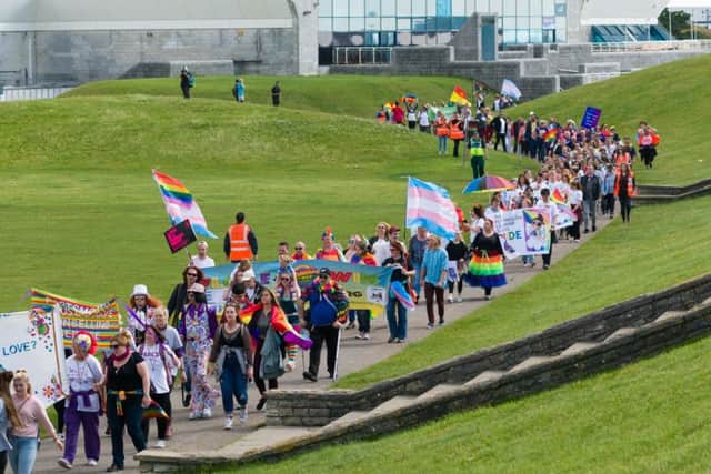 A riot of colour as the parade passes through Castle Field  Picture: Duncan Shepherd (171248-023)