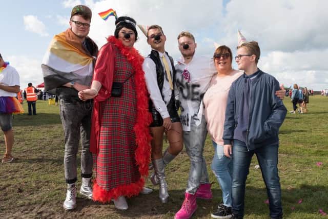 From left, Dan Bass, Dame Sharon, Fabulous Josh and Les, with friends  Picture: Duncan Shepherd (171248-038)