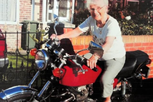 Gladys was a fan of riding motorcycles and mopeds well into her sixties