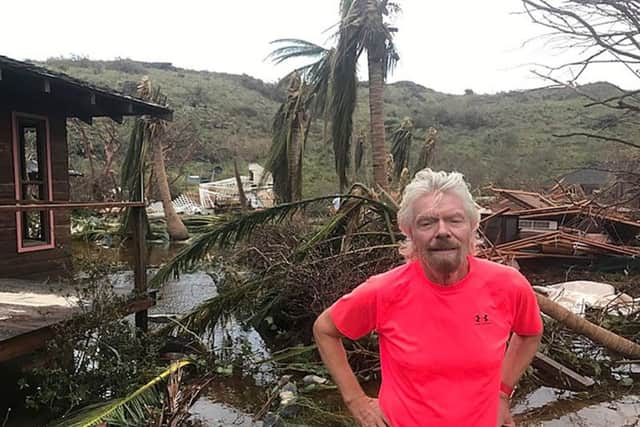 Sir Richard Branson among the debris on his private island Necker caused by Hurricane Irma