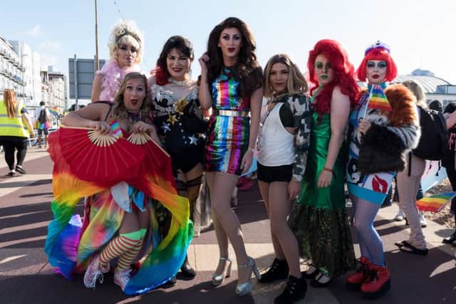 (Left to right) Sirena Azure, Jay Delicious, Rosie Glow, Danii D'Or, Trampagne, Orgasma Foxx, Alpha Bites.Picture: Duncan Shepherd