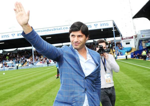 Dejan Stefanovic salutes the Fratton faithful during his visit to Pompey on Saturday Picture: Joe Pepler