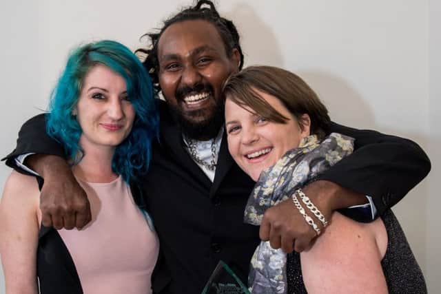 The team from Nandos celebrate winning the title of Best Bar or Restaurant at the Retail and Leisure Awards on Saturday Picture: Vernon Nash (171179-056)